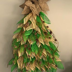 Rustic farmhouse Christmas tree Holiday wreath gift for mom tree swag